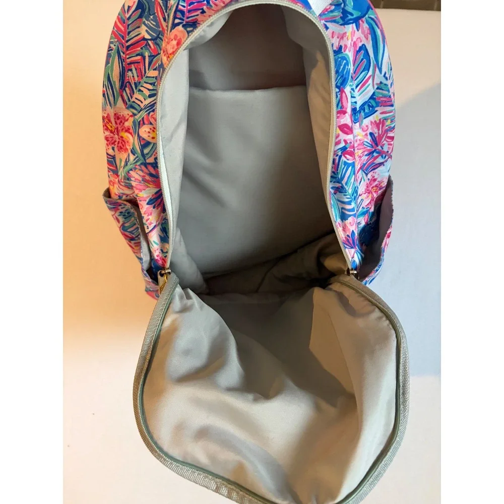 Kids Tropical Floral Backpack Multi Compartment Pink Blue School Bag